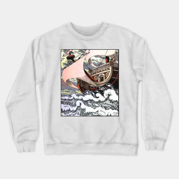 The Little Mermaid - Ship on the Ocean - Ivan Bilibin Crewneck Sweatshirt by forgottenbeauty